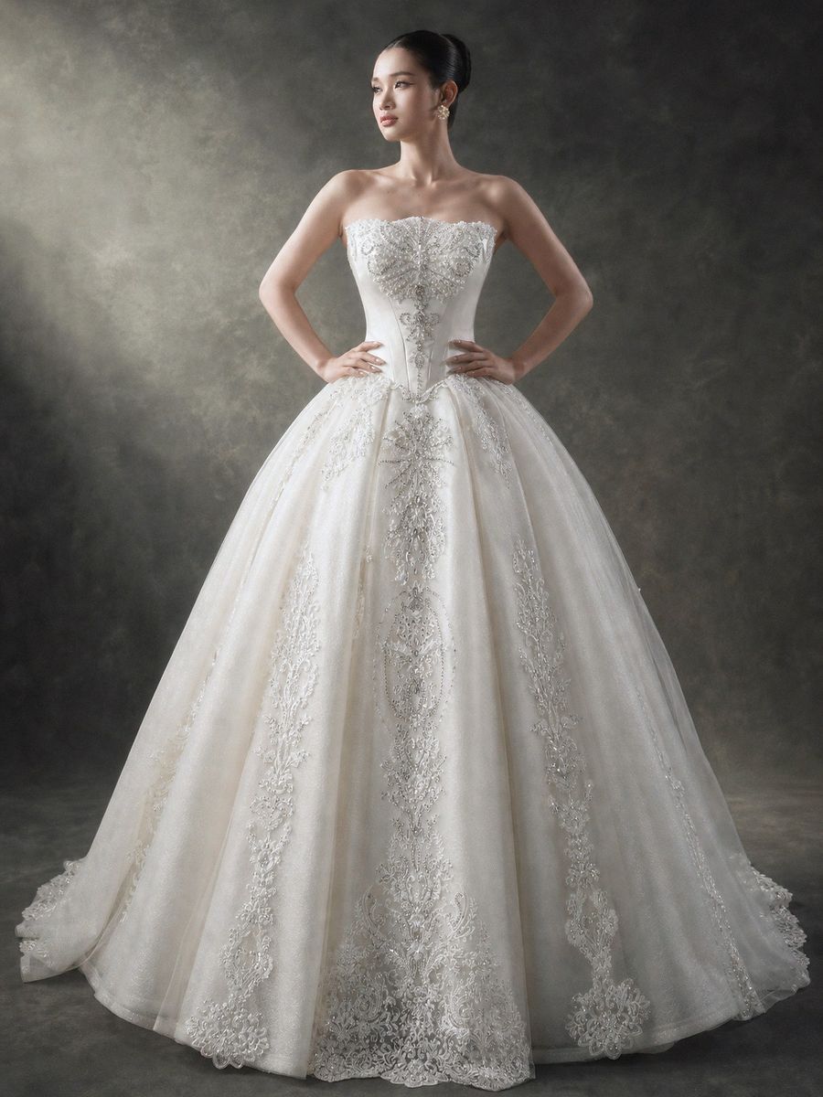 Xoè vi tính cúp ngực đính kết — RTW-70030 · váy cưới tại Vivian Bridal, TP.HCM