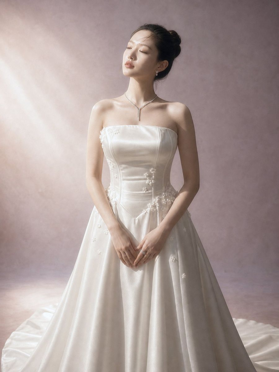 suông phi tay dài đính hoa — BZ-30005 · váy cưới tại Vivian Bridal, TP.HCM