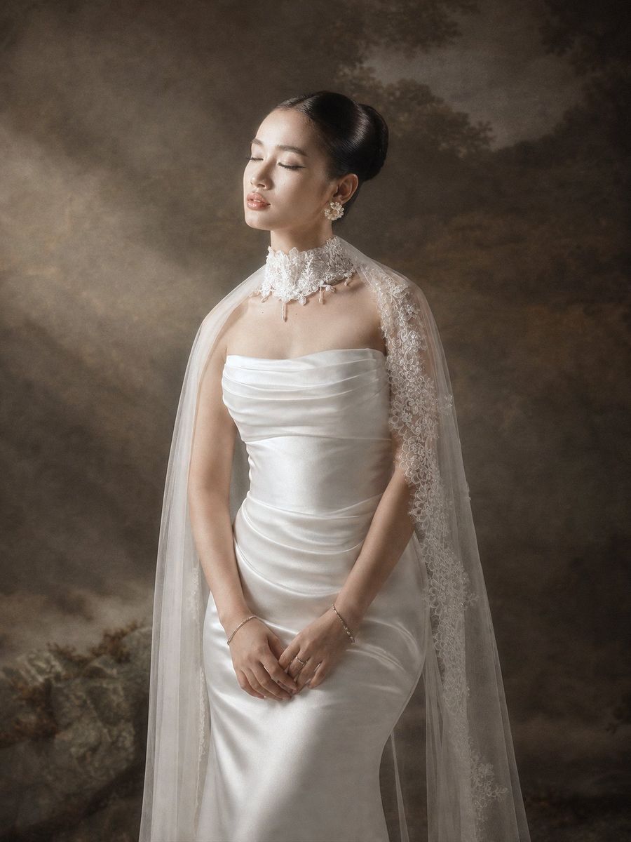 cá satin cúp ngực — BZ-30012 · váy cưới tại Vivian Bridal, TP.HCM