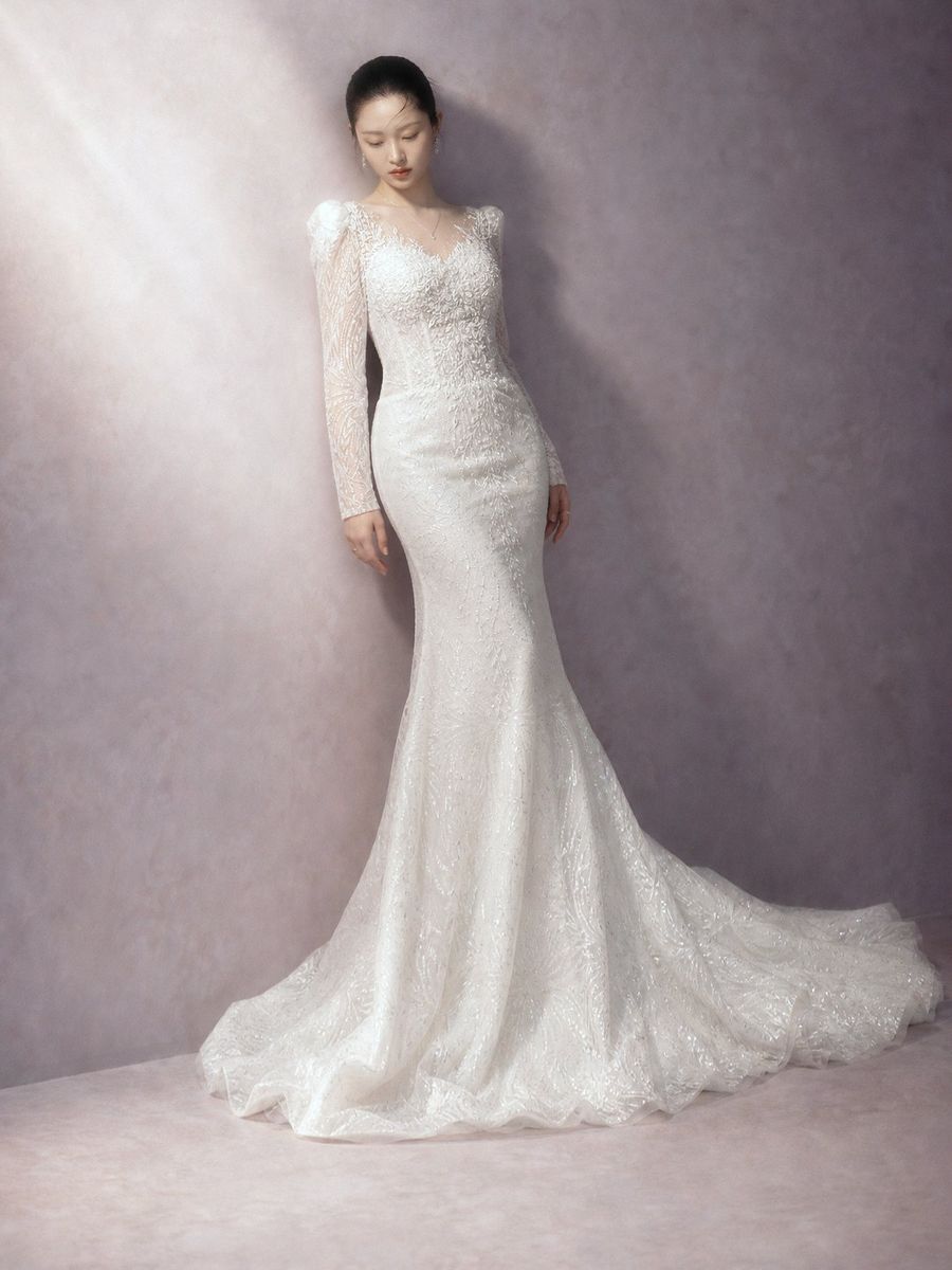 cá ren tay dài đính kết — BZ-50001 · váy cưới tại Vivian Bridal, TP.HCM