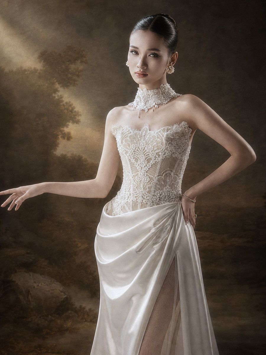 Cá ren cúp ngực — RTW-50006 · 호찌민 Vivian Bridal 웨딩드레스