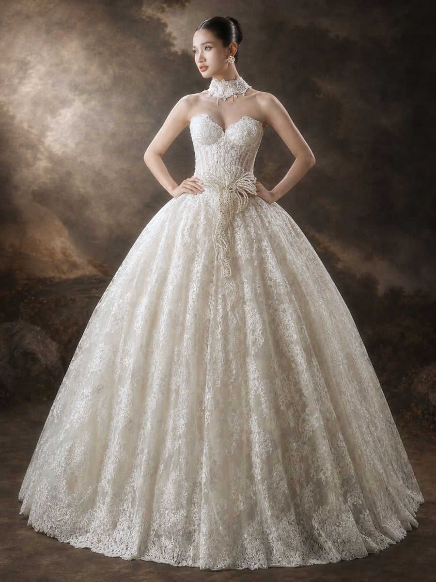 xoè ren cúp ngực corset — RTW-70020 · váy cưới tại Vivian Bridal, TP.HCM