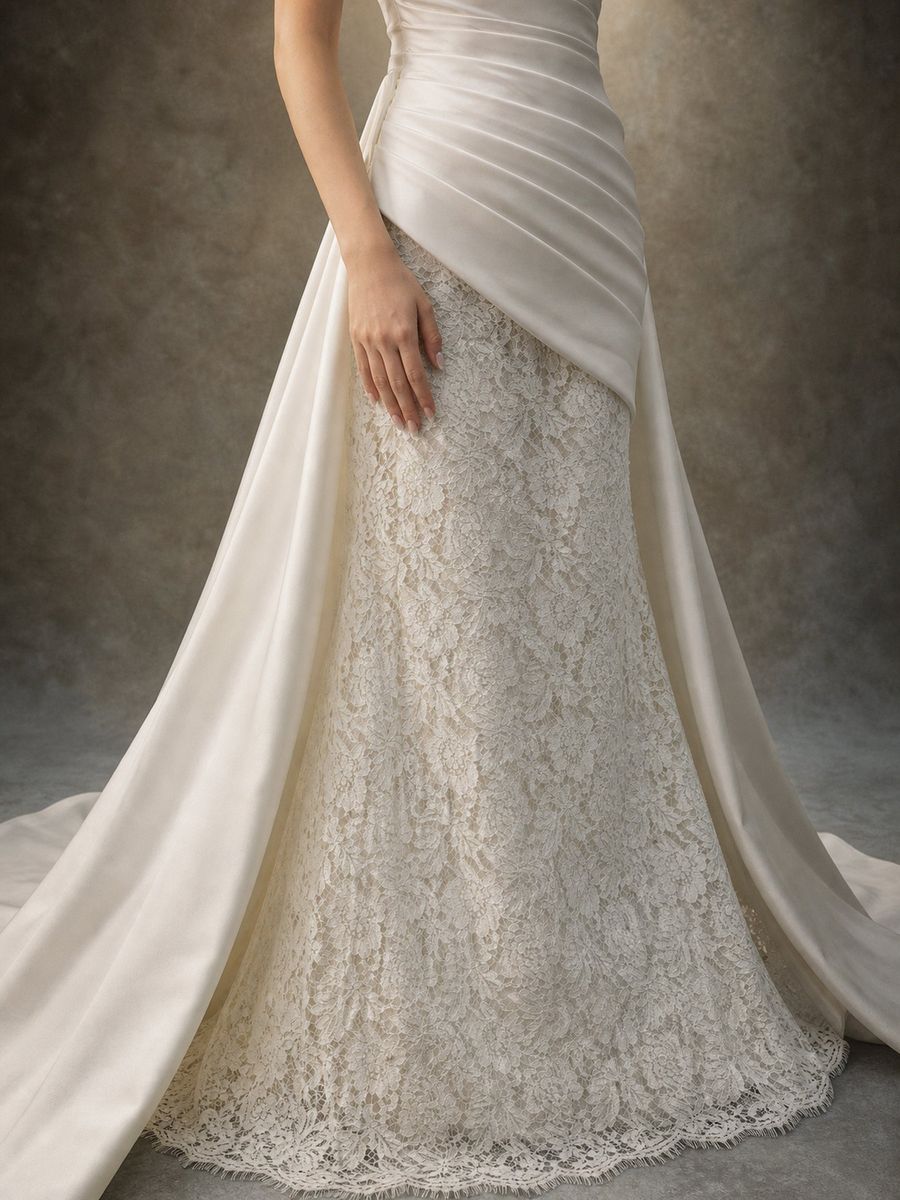 VNCC-762 — Thân satin xếp chéo, chân ren suông