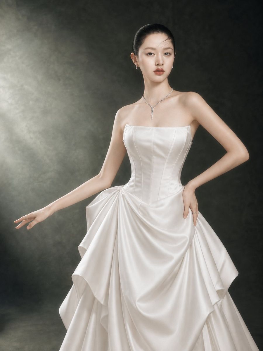 VVSIG-45 — suông satin cúp ngực xếp nhúng