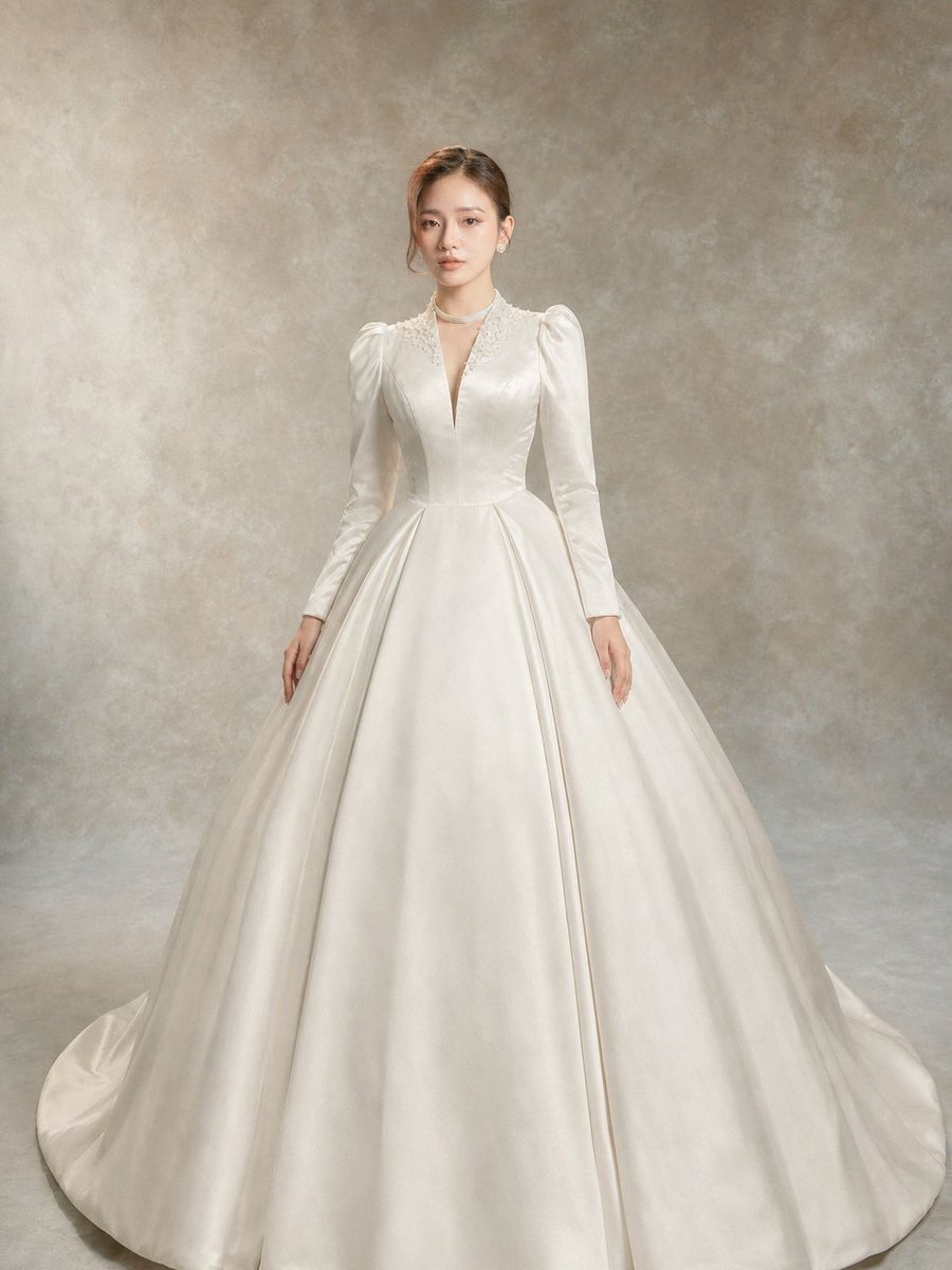 VVSIG-89 — Xoè satin cổ V tay dài