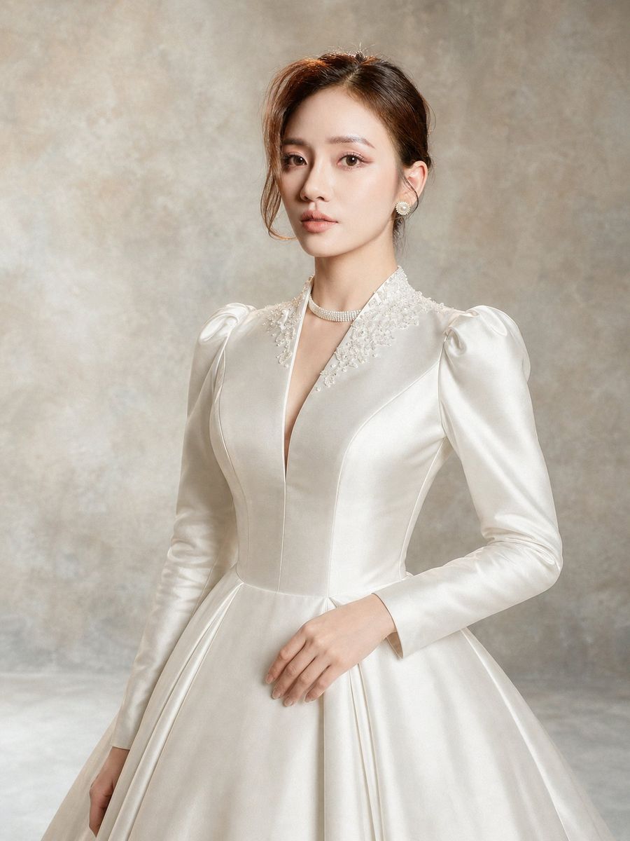 VVSIG-89 — Xoè satin cổ V tay dài