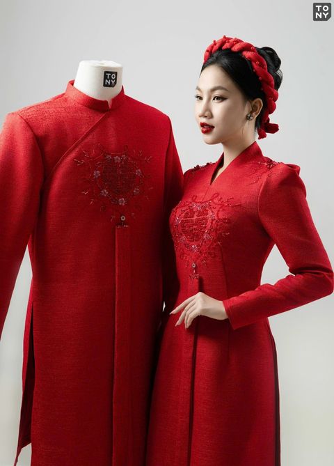 Áo Dài Đôi ADCR 1069 ADCD 1090 tại Tony Wedding · Vivian Bridal, 106 Đường 3 Tháng 2 TP.HCM
