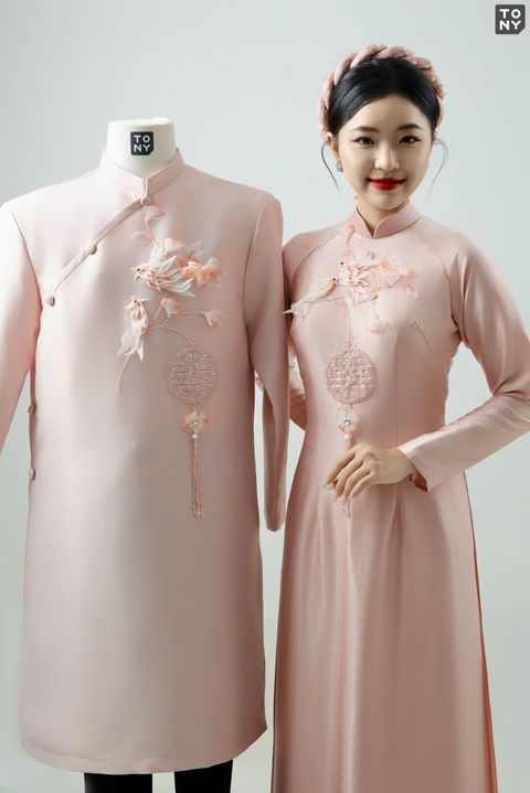 Áo Dài Đôi ADCR 1128 ADCD 1129 tại Tony Wedding · Vivian Bridal, 106 Đường 3 Tháng 2 TP.HCM