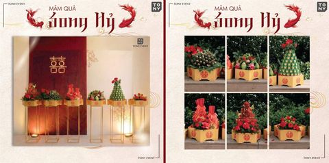 Mâm quả cưới MQ03 MÂM QUẢ SONG HỶ tại Tony Wedding · Vivian Bridal, 106 Đường 3 Tháng 2 TP.HCM