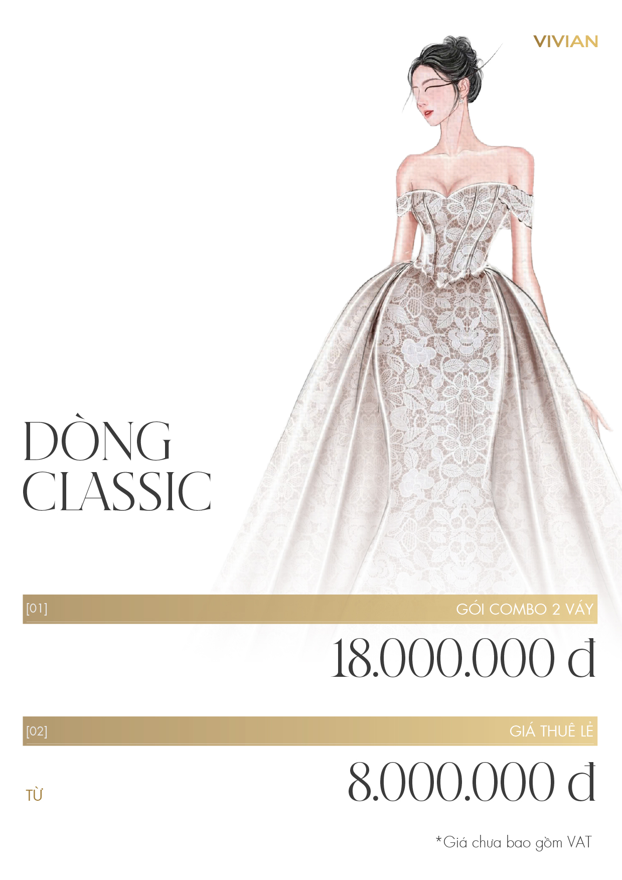 BẢNG GIÁ VÁY CƯỚI CAO CẤP VIVIAN BRIDAL MỚI NHẤT 6 BẢNG GIÁ VÁY CƯỚI CAO CẤP DÒNG CLASSIC